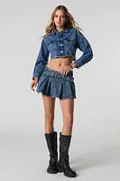 Blouson court en denim délavé foncé