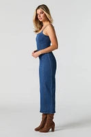 Denim Slit Back Bodycon Midi Dress