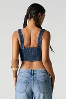 Camisole corset en denim à encolure carrée