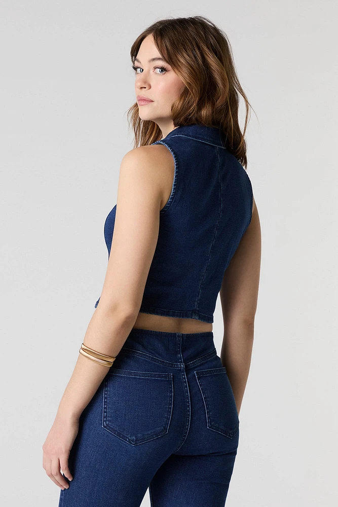 Veste en denim écourtée à glissière