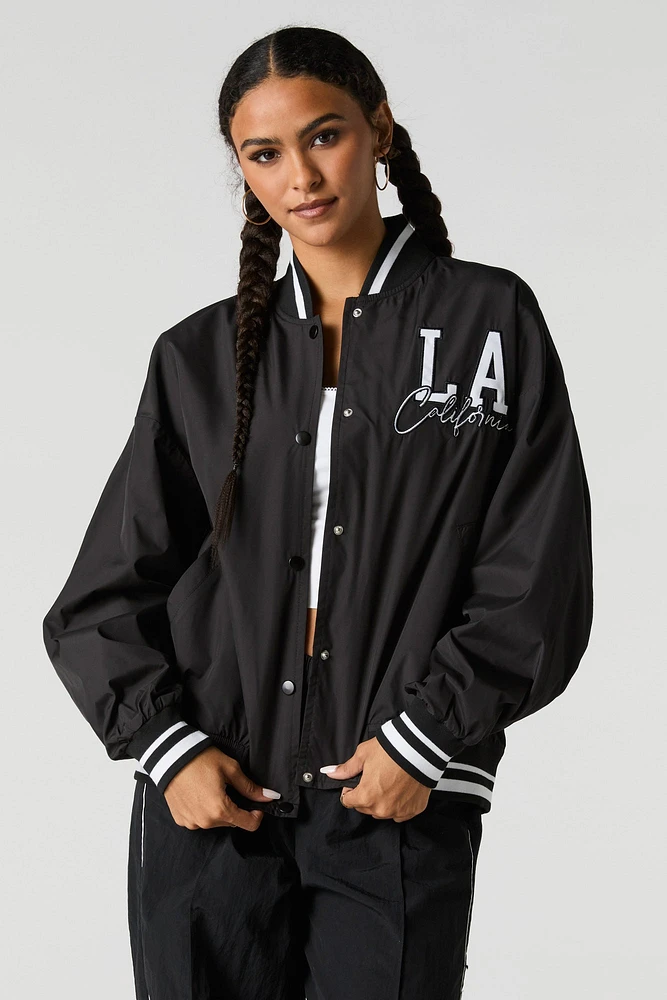 City Twill Embroidered Varsity Jacket