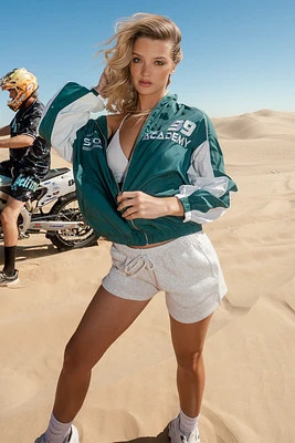 Embroidered Zip-Up Sports Jacket