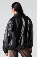 Oversized Faux Leather Jacket