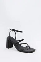 Faux Leather Strappy Open Toe Heel