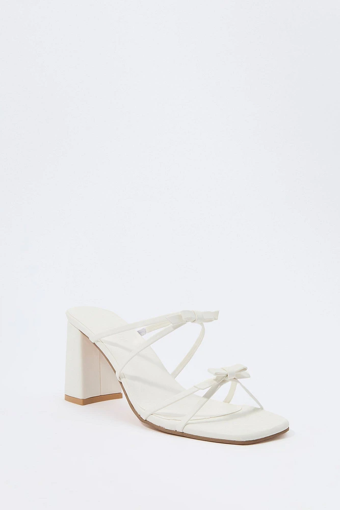 Strappy Bow Block Heels