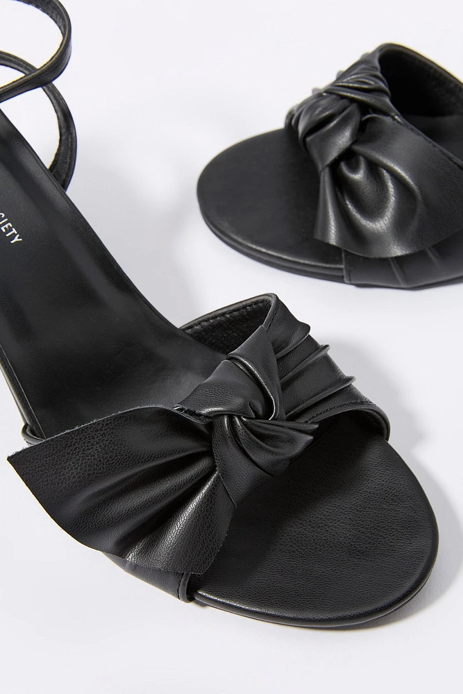 Faux Leather Bow Heel