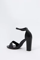 Faux Leather Open Toe Heel