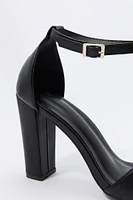 Faux Leather Open Toe Heel