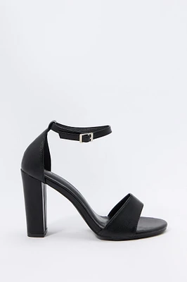 Faux Leather Open Toe Heel