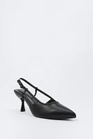 Faux Leather Side Bow Kitten Heel