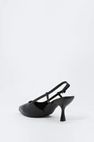 Faux Leather Side Bow Kitten Heel