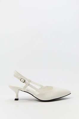 Pointed Toe Slingback Kitten Heel