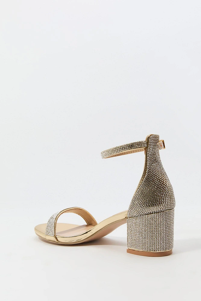 Chaussures à bout ouvert, bride de cheville et pierres du Rhin