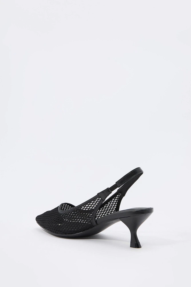 Mesh Slingback Kitten Heel