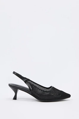 Mesh Slingback Kitten Heel