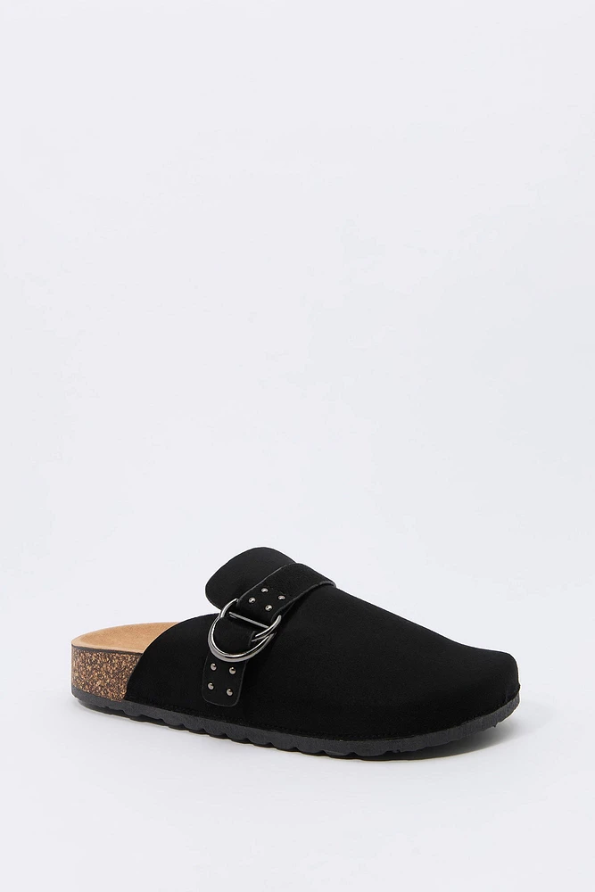 Faux-Suede Buckle Cork Clog