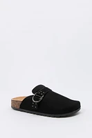 Faux-Suede Buckle Cork Clog