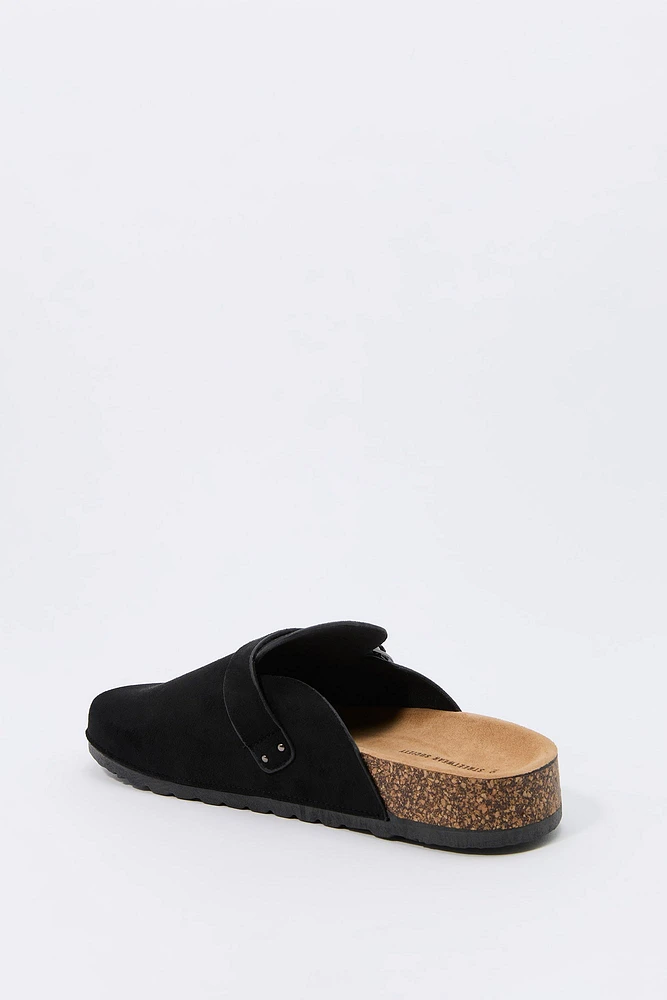 Faux-Suede Buckle Cork Clog