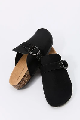 Faux-Suede Buckle Cork Clog