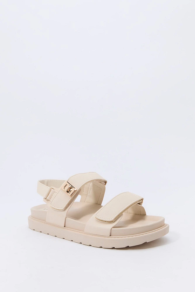 Faux Leather Velcro Strap Sandal