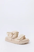 Faux Leather Velcro Strap Sandal