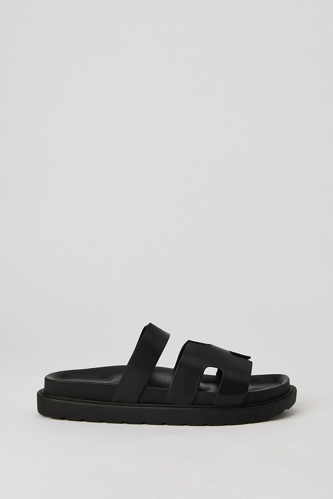 Faux Leather H Band Sandal