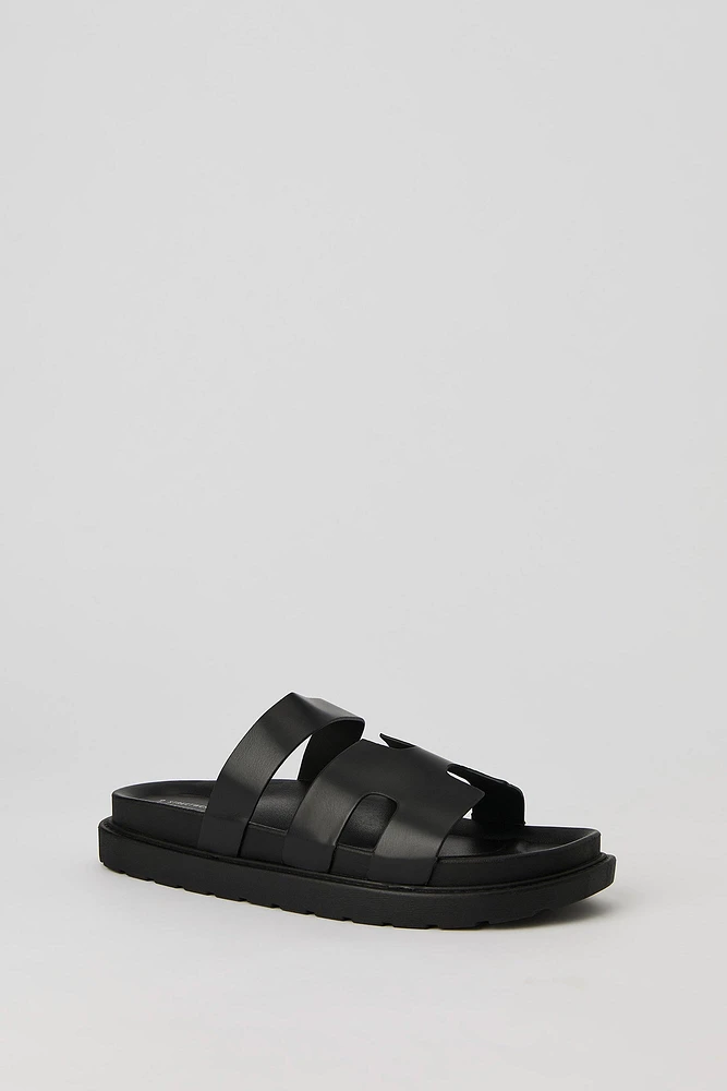 Faux Leather H Band Sandal