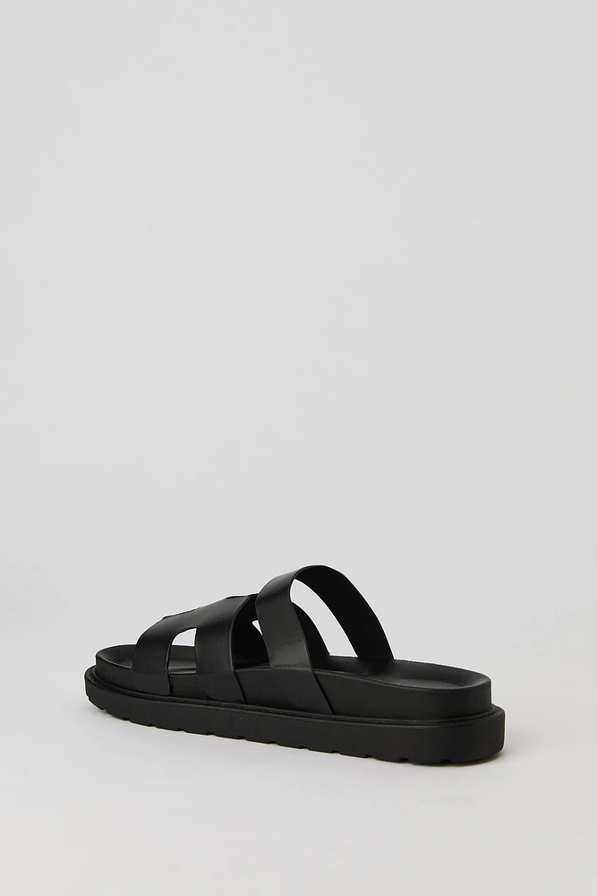 Faux Leather H Band Sandal