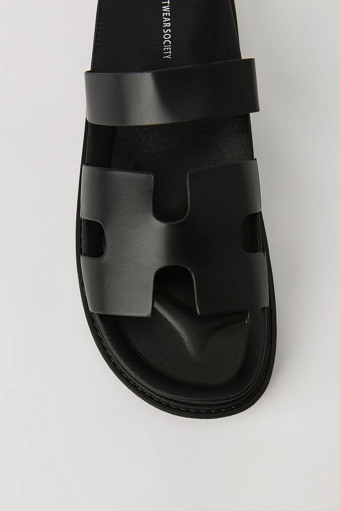 Faux Leather H Band Sandal