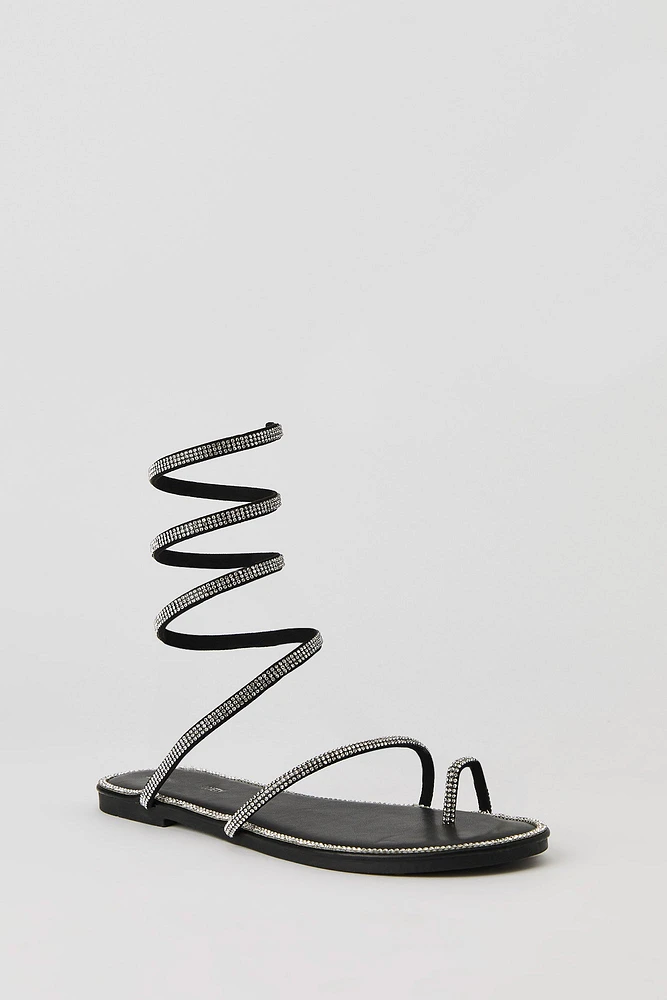 Rhinestone Spiral Strap Sandal