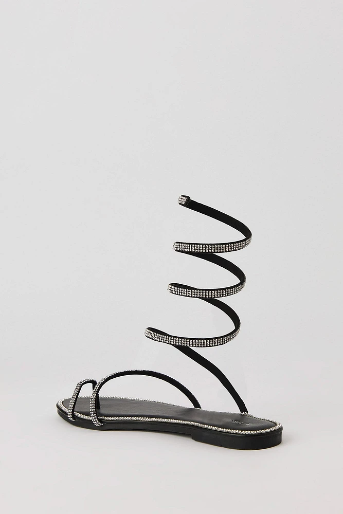 Rhinestone Spiral Strap Sandal