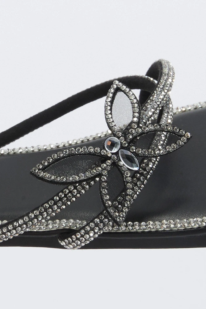 Rhinestone Strappy Butterfly Sandal