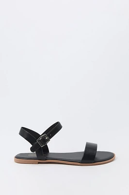 Faux Leather Ankle Strap Sandal