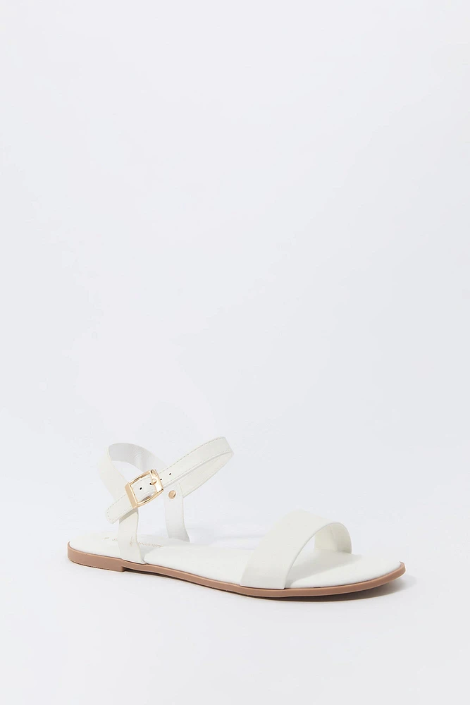 Faux Leather Ankle Strap Sandal
