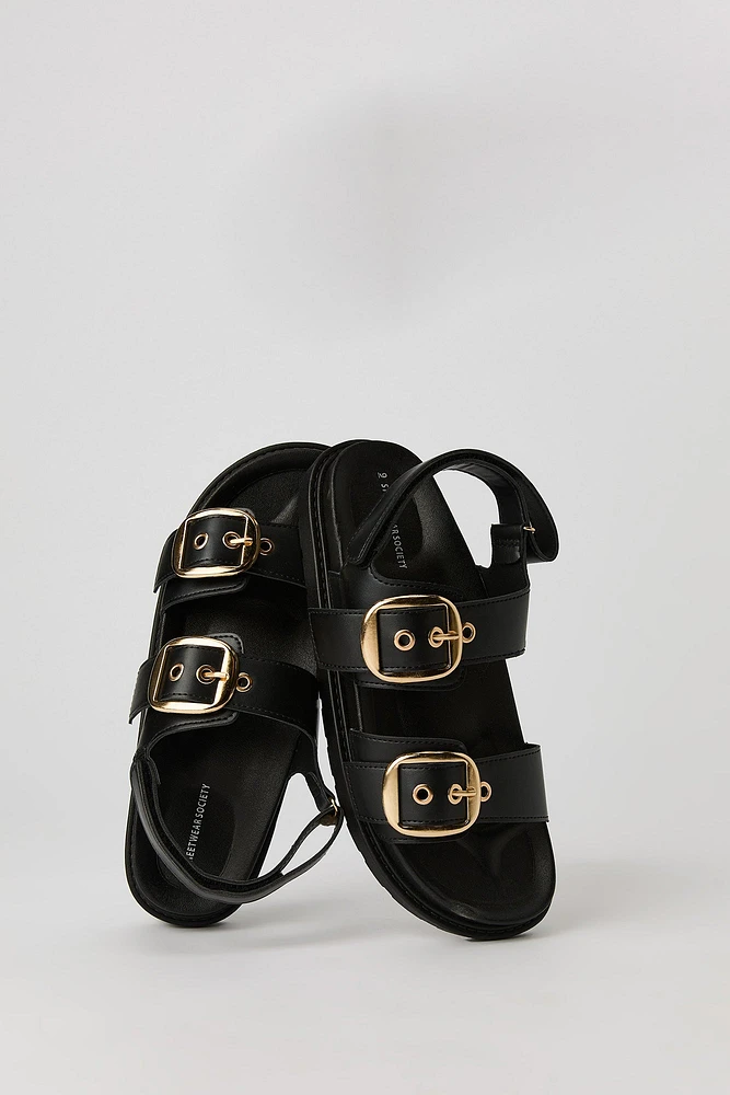 Faux Leather Buckle Sandal