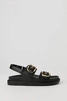 Faux Leather Buckle Sandal