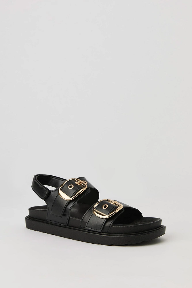 Faux Leather Buckle Sandal