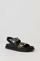 Faux Leather Buckle Sandal