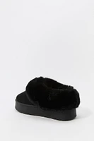 Faux Fur Collared Platform Slipper Booties