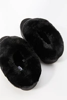 Faux Fur Collared Platform Slipper Booties