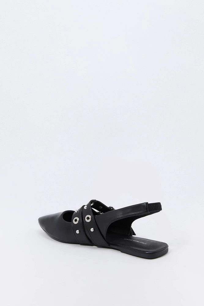 Double Buckle Slingback Flats