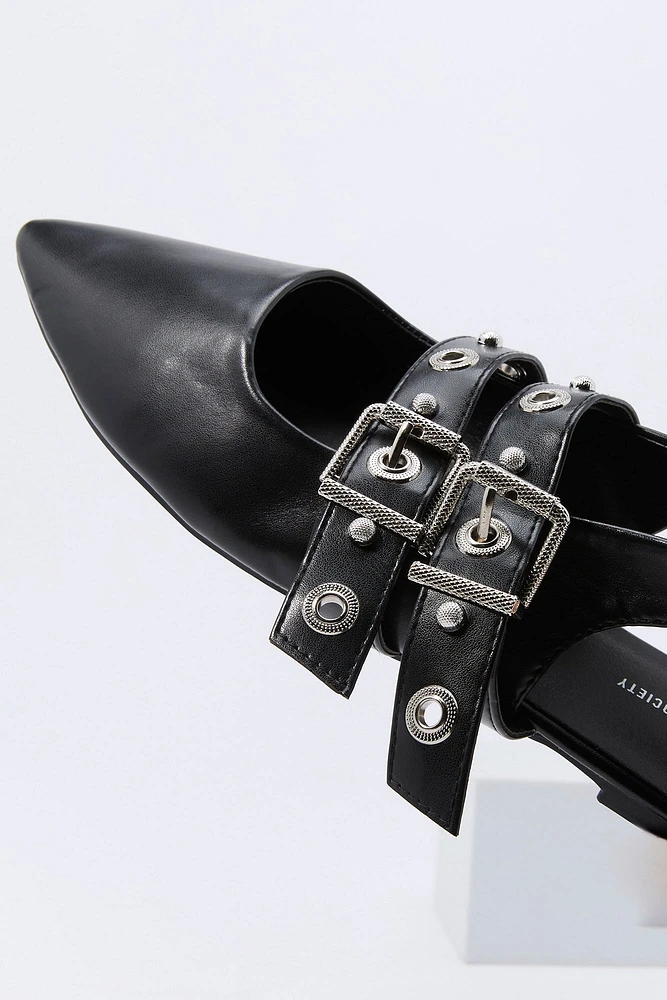 Double Buckle Slingback Flats