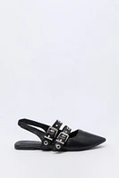 Double Buckle Slingback Flats