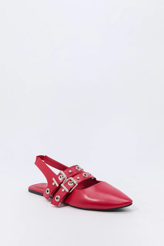 Double Buckle Slingback Flats