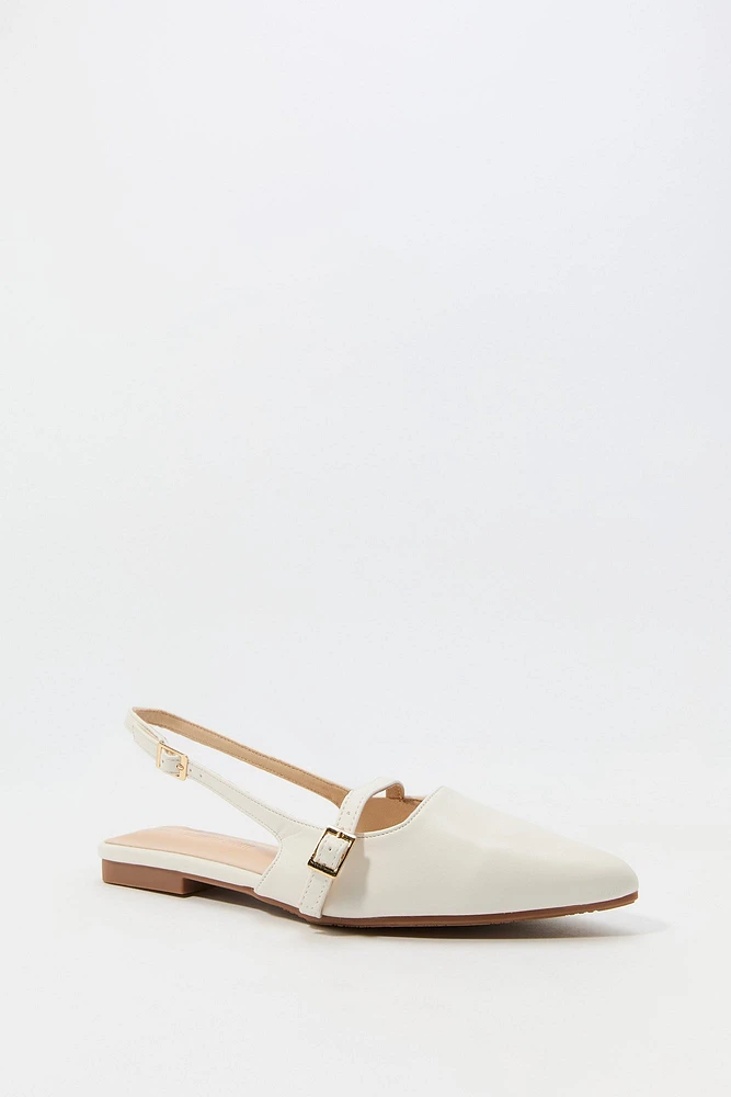 Faux Leather Pointed Toe Slingback Sandal