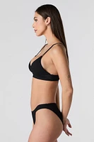 Haut de bikini triangulaire côtelé