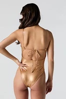 Metallic Cut-Out One Piece Swimsuit