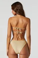 Sparkle Print Ruffled Bandeau Bikini Top