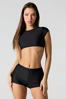 Ultra Cropped Short Sleeve Swim Top