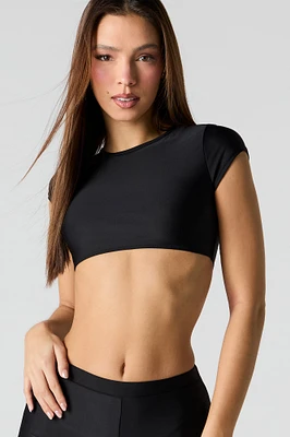 Ultra Cropped Short Sleeve Swim Top
